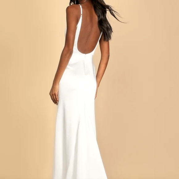Lulu's forever type of love white stain mermaid silhouette wedding maxi dress - Picture 5 of 13
